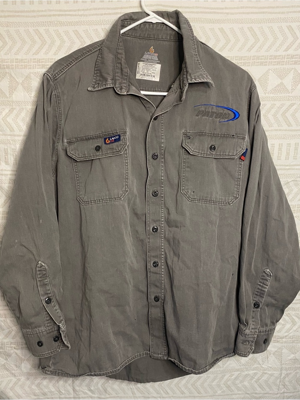 Lapco FR Gray Men’s Work Shirt - Long Sleeve Button-Up